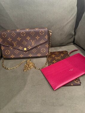 Louis Vuitton Felicie Pochette Monogram Fuchsia Insert Crossbody Bag